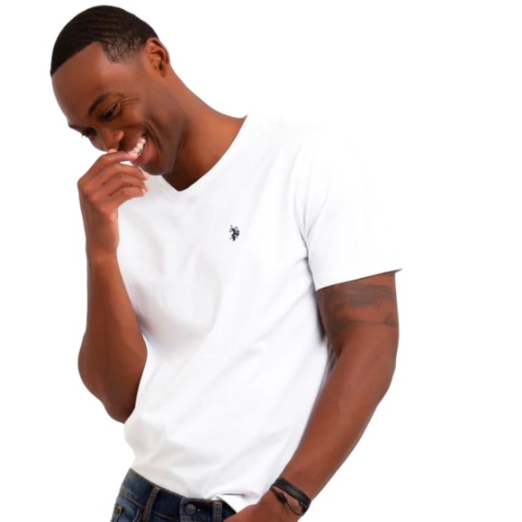 U.S. POLO ASSN Solid V-NECK T-Shirt. White - Picture 2 of 2